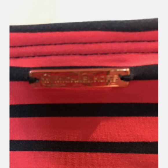 MICHAEL KORS NAVY RED STRIPE ONE PIECE SWIM BATHING SUIT WOMENS SIZE 10 BANDEAU - Picture 7 of 11